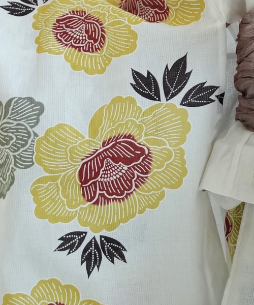 utatane（ウタタネ）の「キッズ浴衣3点セット utatane くちなし色と翡翠色の牡丹（浴衣・キッズ・オフホワイト・130cm/110cm/100cm/120cm）」の7枚目の写真