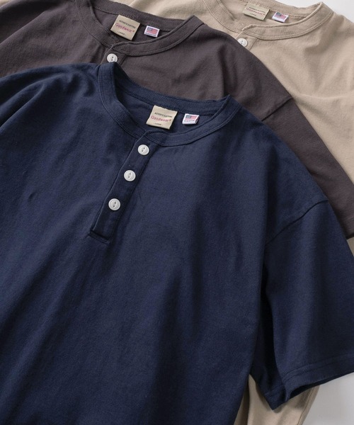 Goodwear(グッドウェア)の「【75】【Goodwear/グッドウェア】 ヘビーウェイト USAコットン ヘンリーネック 半袖Tシャツ/レギュラーシルエット/26SS新色追加(Tシャツ/カットソー・メンズ・カーキ/ブラウン/ブラック/ホワイト/グレイッシュベージュ/チャコールグレー/グレー/ネイビー/ダークグレー/ダークグリーン/ライトブラウン/ダークブルー/ピンク・L/M/XL/S)」の11枚目の写真