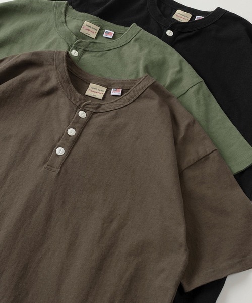 Goodwear(グッドウェア)の「【75】【Goodwear/グッドウェア】 ヘビーウェイト USAコットン ヘンリーネック 半袖Tシャツ/レギュラーシルエット/26SS新色追加(Tシャツ/カットソー・メンズ・カーキ/ブラウン/ブラック/ホワイト/グレイッシュベージュ/チャコールグレー/グレー/ネイビー/ダークグレー/ダークグリーン/ライトブラウン/ダークブルー/ピンク・L/M/XL/S)」の7枚目の写真
