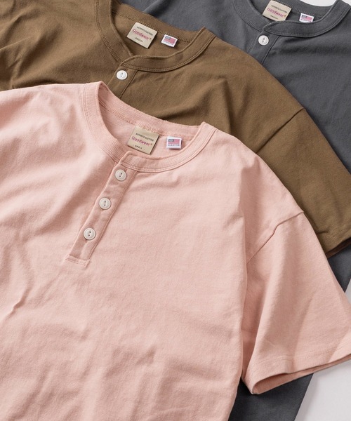 Goodwear(グッドウェア)の「【75】【Goodwear/グッドウェア】 ヘビーウェイト USAコットン ヘンリーネック 半袖Tシャツ/レギュラーシルエット/26SS新色追加(Tシャツ/カットソー・メンズ・カーキ/ブラウン/ブラック/ホワイト/グレイッシュベージュ/チャコールグレー/グレー/ネイビー/ダークグレー/ダークグリーン/ライトブラウン/ダークブルー/ピンク・L/M/XL/S)」の13枚目の写真