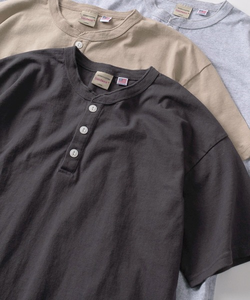 Goodwear(グッドウェア)の「【75】【Goodwear/グッドウェア】 ヘビーウェイト USAコットン ヘンリーネック 半袖Tシャツ/レギュラーシルエット/26SS新色追加(Tシャツ/カットソー・メンズ・カーキ/ブラウン/ブラック/ホワイト/グレイッシュベージュ/チャコールグレー/グレー/ネイビー/ダークグレー/ダークグリーン/ライトブラウン/ダークブルー/ピンク・L/M/XL/S)」の6枚目の写真