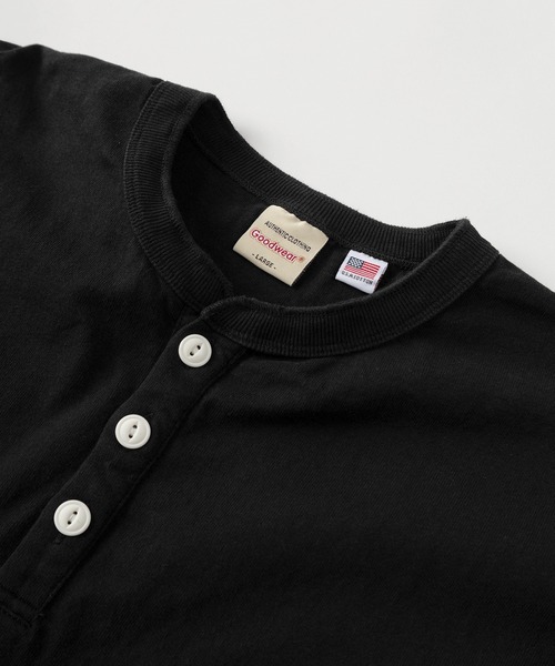 Goodwear(グッドウェア)の「【75】【Goodwear/グッドウェア】 ヘビーウェイト USAコットン ヘンリーネック 半袖Tシャツ/レギュラーシルエット/26SS新色追加(Tシャツ/カットソー・メンズ・カーキ/ブラウン/ブラック/ホワイト/グレイッシュベージュ/チャコールグレー/グレー/ネイビー/ダークグレー/ダークグリーン/ライトブラウン/ダークブルー/ピンク・L/M/XL/S)」の16枚目の写真