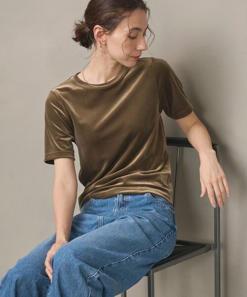 BEAUTY&YOUTH UNITED ARROWS(ビューティーアンドユースユナイテッドアローズ)の「ベロア コンパクト ショートスリーブTシャツ(Tシャツ/カットソー・レディース・オリーブ/ブラック/ライトグレー・FREE)」の16枚目の写真