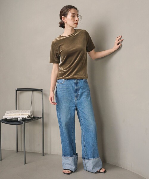 BEAUTY&YOUTH UNITED ARROWS(ビューティーアンドユースユナイテッドアローズ)の「ベロア コンパクト ショートスリーブTシャツ(Tシャツ/カットソー・レディース・オリーブ/ブラック/ライトグレー・FREE)」の12枚目の写真