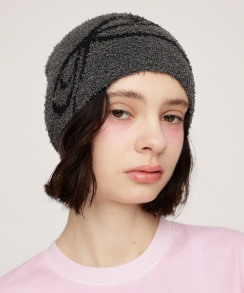 SLY（スライ）の「RIBBON JQ BEANIE リボン ジャガード ビーニー（ニットキャップ/ビーニー・レディース・ホワイト/ブラック/グレー・FREE）」の3枚目の写真