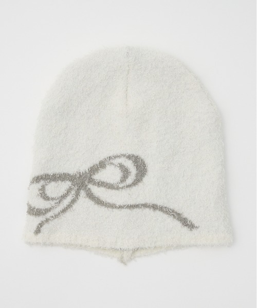 SLY（スライ）の「RIBBON JQ BEANIE リボン ジャガード ビーニー（ニットキャップ/ビーニー・レディース・ホワイト/ブラック/グレー・FREE）」の4枚目の写真