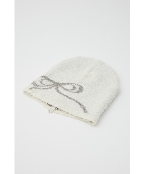 SLY（スライ）の「RIBBON JQ BEANIE リボン ジャガード ビーニー（ニットキャップ/ビーニー・レディース・ホワイト/ブラック/グレー・FREE）」の6枚目の写真