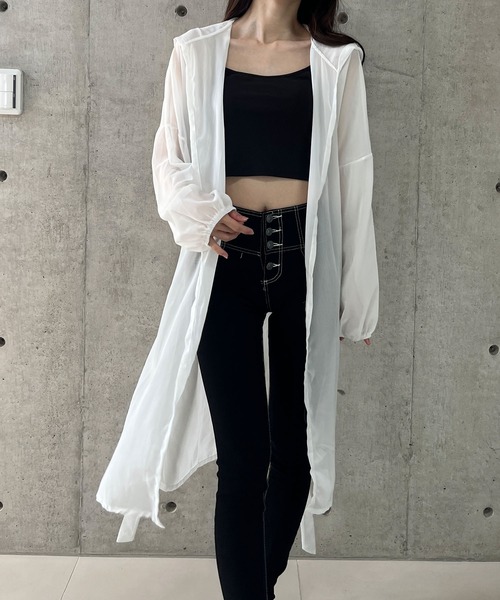 DICH HENDERSON ブラックシアーフード長袖カーディガン FLOCKING SHEER CARDIGAN – DICH HENDERSON