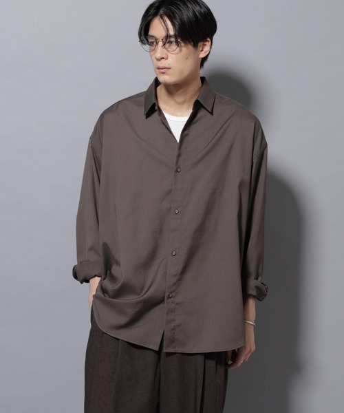 NANO universe（ナノユニバース）の「ビッグドレープシャツ　長袖（シャツ/ブラウス・メンズ・ホワイト/チャコール/ブラック/ブラウン・M/S/L）」の4枚目の写真