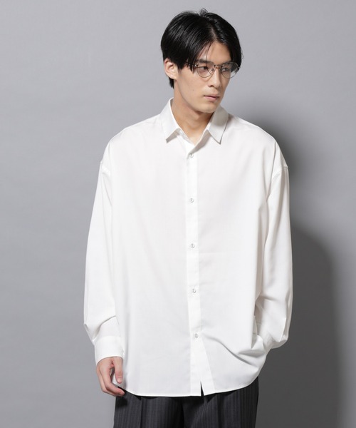 NANO universe（ナノユニバース）の「ビッグドレープシャツ　長袖（シャツ/ブラウス・メンズ・ホワイト/チャコール/ブラック/ブラウン・M/S/L）」の2枚目の写真