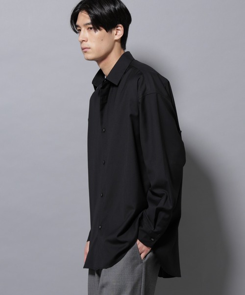 NANO universe（ナノユニバース）の「ビッグドレープシャツ　長袖（シャツ/ブラウス・メンズ・ホワイト/チャコール/ブラック/ブラウン・M/S/L）」の20枚目の写真