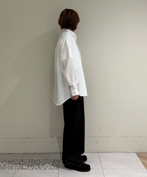 NANO universe（ナノユニバース）の「ビッグドレープシャツ　長袖（シャツ/ブラウス・メンズ・ホワイト/チャコール/ブラック/ブラウン・M/S/L）」の7枚目の写真