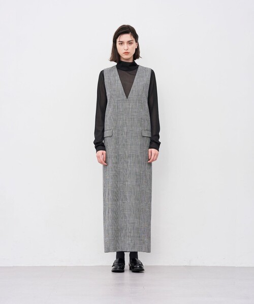 uncrave（アンクレイヴ）の「グレンチェック ワンピース（ワンピース・レディース・ブラウン系5/ライトグレー系5・2/1）」の4枚目の写真