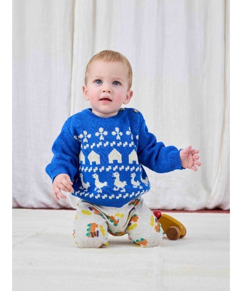 BOBO CHOSES（ボボショーズ）の「Farm jaquard jumper（ニット/セーター・キッズ・ブルー・24MONTH/6MONTH/18MONTH/9MONTH/3MONTH）」の5枚目の写真