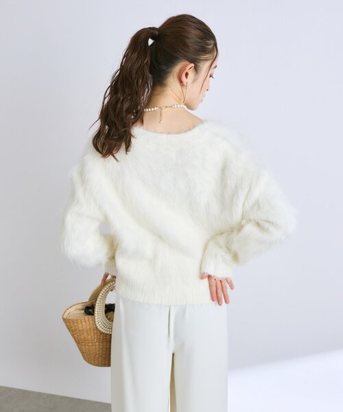 【新品タグ付き】ロングフェザークロップドカーディガン ラブティックボンボン ロングフェザークロップドカーディガン（カーディガン/ボレロ