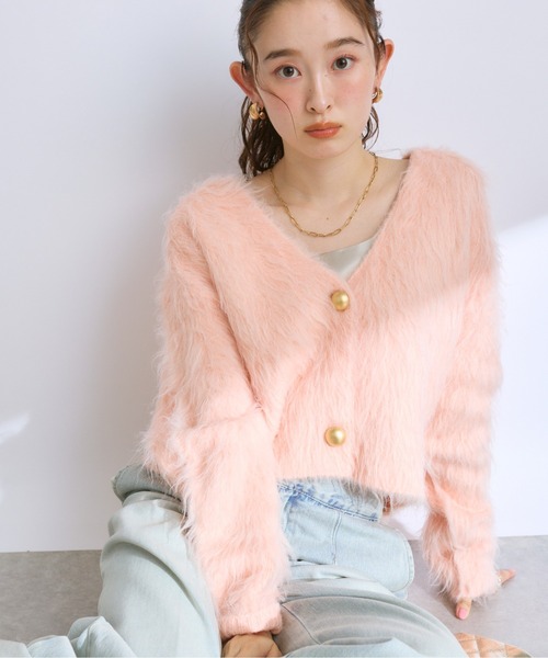 【新品タグ付き】ロングフェザークロップドカーディガン ラブティックボンボン 新品タグ付き】ロングフェザークロップドカーディガン ラブ