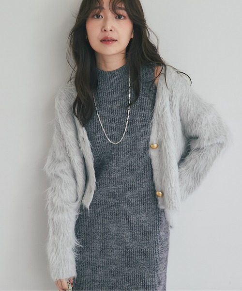 【新品タグ付き】ロングフェザークロップドカーディガン ラブティックボンボン 新品タグ付き】ロングフェザークロップドカーディガン ラブ