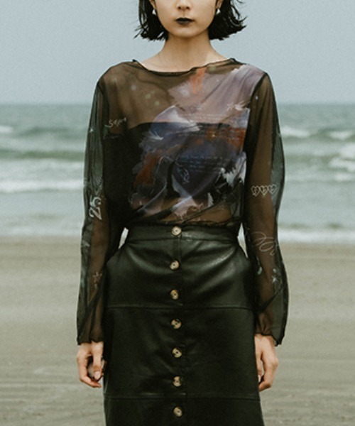 sahara× KOTOKA IZUMI Sheer Top（Tシャツ/カットソー）｜sahara