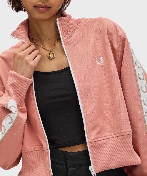 FRED PERRY |フレッドペリー|クロップドジャージ| トラックジャケット FRED PERRY フレッドペリー クロップド テープド トラック