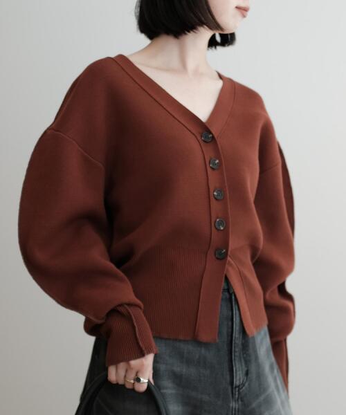 PROVOKE (プロヴォーク)の「◆provoke(プロヴォーク)【別注】コクーンシェイプカーディガン(カーディガン/ボレロ・レディース・ブラウン系/ブラック・00)」の11枚目の写真