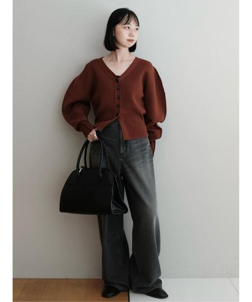 PROVOKE (プロヴォーク)の「◆provoke(プロヴォーク)【別注】コクーンシェイプカーディガン(カーディガン/ボレロ・レディース・ブラウン系/ブラック・00)」の4枚目の写真
