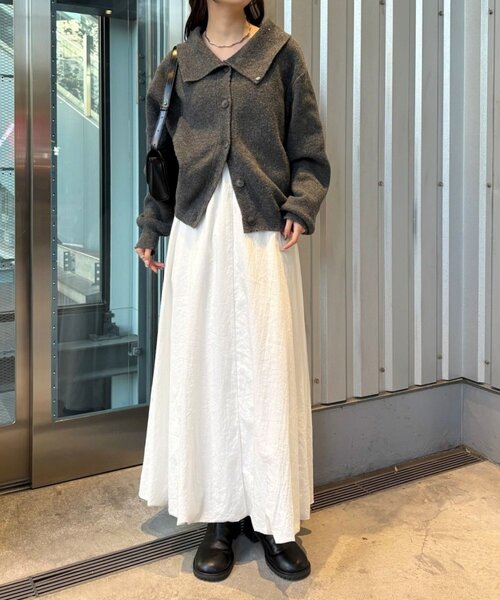 mystic（ミスティック）の「【2サイズ展開 / オールシーズン着られる】バルーンロングスカート（スカート・レディース・ブラック/オフホワイト・1/2）」の6枚目の写真