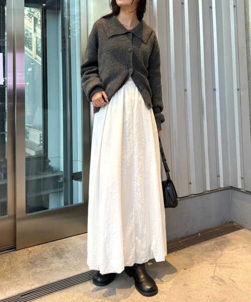 mystic（ミスティック）の「【2サイズ展開 / オールシーズン着られる】バルーンロングスカート（スカート・レディース・ブラック/オフホワイト・1/2）」の8枚目の写真