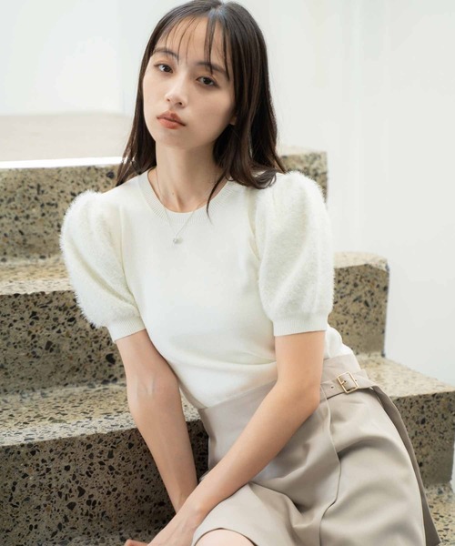 NOELA（ノエラ）の「袖ツイードニット（ニット/セーター・レディース・ボルドー/ブラック/オフホワイト・フリー）」の20枚目の写真