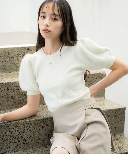 NOELA（ノエラ）の「袖ツイードニット（ニット/セーター・レディース・ボルドー/ブラック/オフホワイト・フリー）」の21枚目の写真