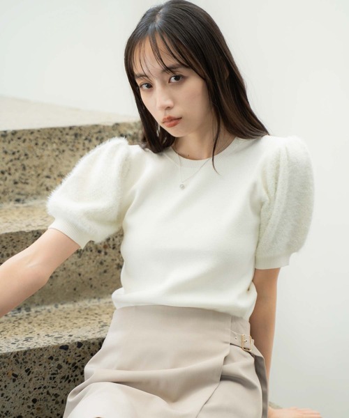 NOELA(ノエラ)の「袖ツイードニット(ニット/セーター・レディース・ボルドー/ブラック/オフホワイト・フリー)」の22枚目の写真