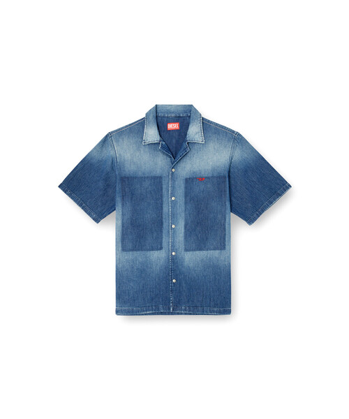 DIESEL(ディーゼル)の「メンズ デニム半袖シャツ D-NABIL-D(シャツ/ブラウス・メンズ・インディゴブルー・LARGE/MEDIUM/SMALL/X-LARGE/XX-LARGE)」の5枚目の写真
