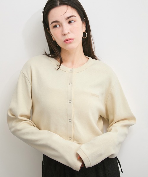 Healthknit（ヘルスニット）の「【Healthknit/ヘルスニット】別注/Classic Fraise Crewneck Cardigan L/S（カーディガン/ボレロ・レディース・キナリ/レッド/ブラック/ホワイト系その他6・FREE）」の5枚目の写真