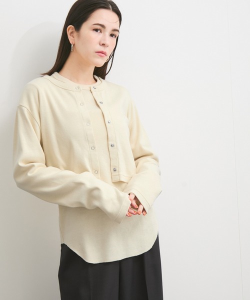 Healthknit（ヘルスニット）の「【Healthknit/ヘルスニット】別注/Classic Fraise Crewneck Cardigan L/S（カーディガン/ボレロ・レディース・キナリ/レッド/ブラック/ホワイト系その他6・FREE）」の6枚目の写真