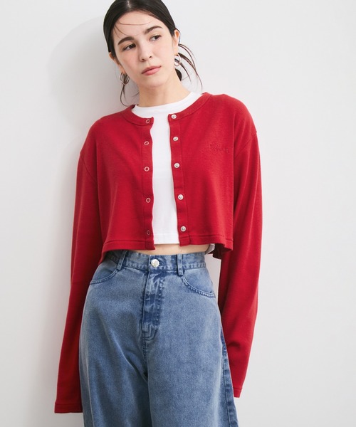 Healthknit（ヘルスニット）の「【Healthknit/ヘルスニット】別注/Classic Fraise Crewneck Cardigan L/S（カーディガン/ボレロ・レディース・キナリ/レッド/ブラック/ホワイト系その他6・FREE）」の7枚目の写真