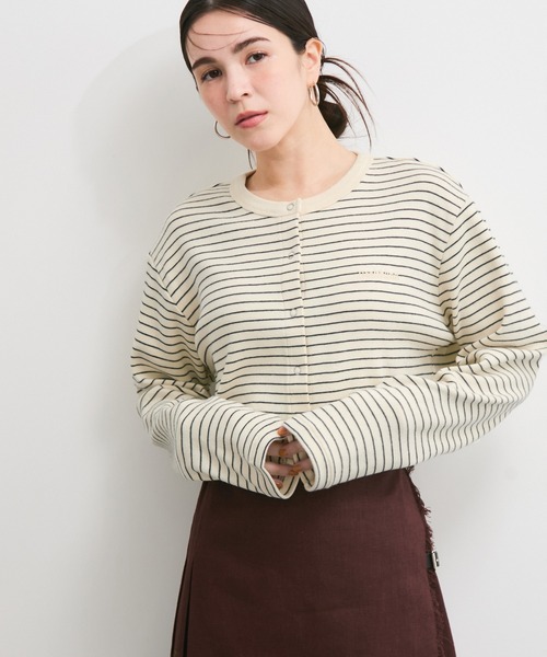 Healthknit（ヘルスニット）の「【Healthknit/ヘルスニット】別注/Classic Fraise Crewneck Cardigan L/S（カーディガン/ボレロ・レディース・キナリ/レッド/ブラック/ホワイト系その他6・FREE）」の8枚目の写真