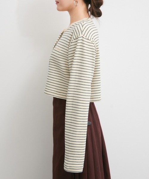 Healthknit（ヘルスニット）の「【Healthknit/ヘルスニット】別注/Classic Fraise Crewneck Cardigan L/S（カーディガン/ボレロ・レディース・キナリ/レッド/ブラック/ホワイト系その他6・FREE）」の10枚目の写真