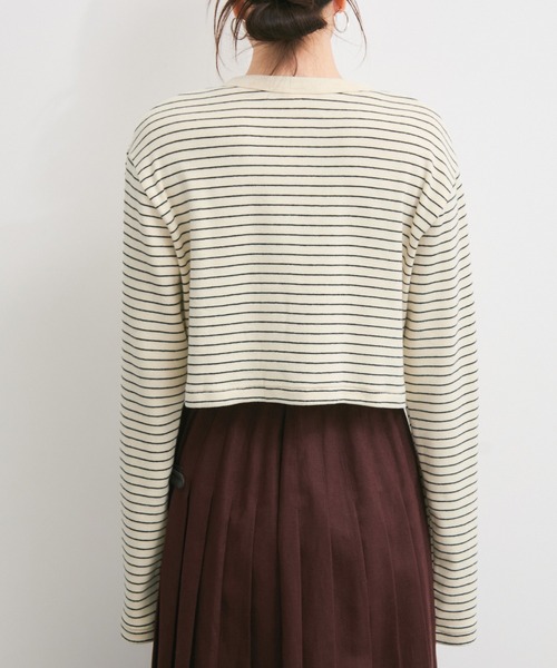 Healthknit（ヘルスニット）の「【Healthknit/ヘルスニット】別注/Classic Fraise Crewneck Cardigan L/S（カーディガン/ボレロ・レディース・キナリ/レッド/ブラック/ホワイト系その他6・FREE）」の11枚目の写真