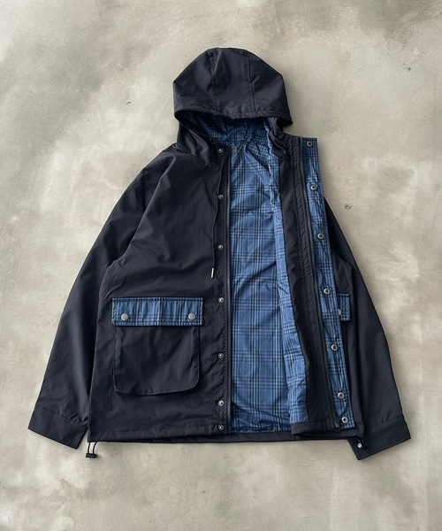 MandO(Auntie Rosa)(エムオー)の「ポイントチェックナイロンフーディジャケット(ブルゾン・メンズ・ネイビー/ブラック・LARGE/MEDIUM/SMALL)」の17枚目の写真