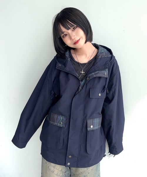 MandO(Auntie Rosa)(エムオー)の「ポイントチェックナイロンフーディジャケット(ブルゾン・メンズ・ネイビー/ブラック・LARGE/MEDIUM/SMALL)」の21枚目の写真