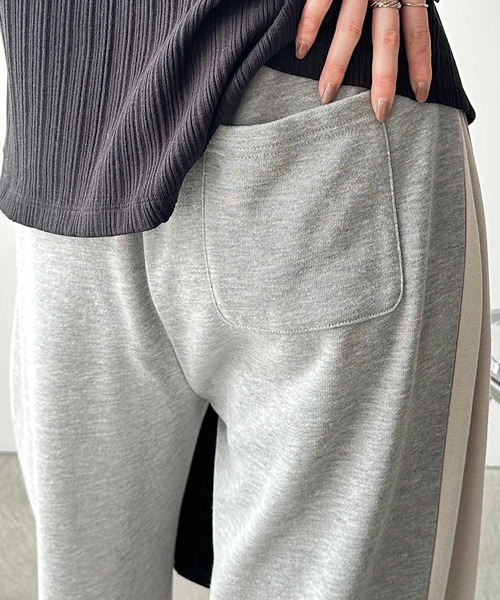 FIRST MOOD(ファーストムード)の「《FIRSTMOODコラボ》サイド切り替えオーバーサイズスウェットパンツ(スウェットパンツ・レディース・杢グレー/ブラック・MEDIUM/LARGE)」の12枚目の写真