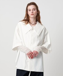 ブラウス　ホワイト セール】Long frill big collar shirt / ロングフリルビック