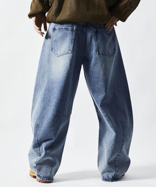 FREAK'S STORE(フリークスストア)の「FREAK’S STORE/フリークスストア ワイドシルエット カーブ デニムパンツ/ダメージ加工(デニムパンツ・メンズ・ネイビー/インディゴブルー/ブラック/サックスブルー・LARGE/MEDIUM/SMALL)」の19枚目の写真