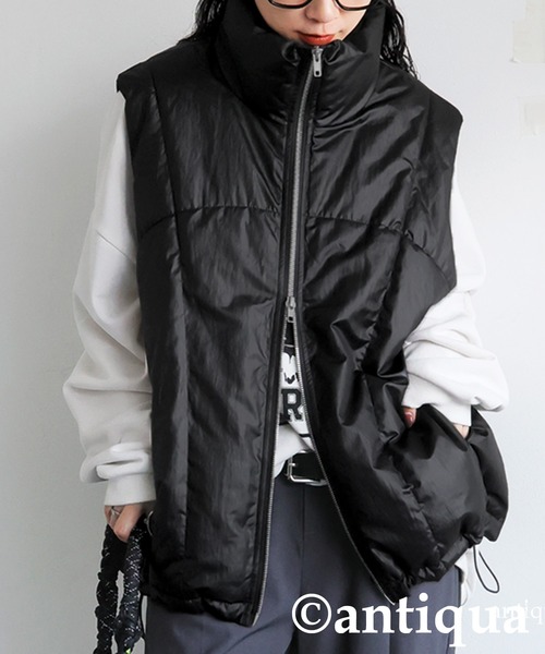 antiqua（アンティカ）の「中綿ベスト（ダウンベスト・レディース・アイボリー/ブラック・ONESIZE）」の2枚目の写真