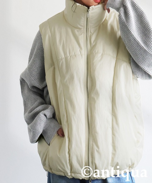 antiqua（アンティカ）の「中綿ベスト（ダウンベスト・レディース・アイボリー/ブラック・ONESIZE）」の4枚目の写真
