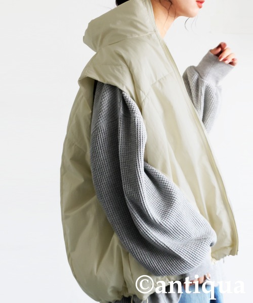 antiqua（アンティカ）の「中綿ベスト（ダウンベスト・レディース・アイボリー/ブラック・ONESIZE）」の3枚目の写真