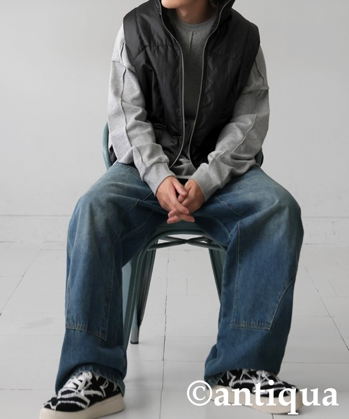 antiqua（アンティカ）の「中綿ベスト（ダウンベスト・レディース・アイボリー/ブラック・ONESIZE）」の15枚目の写真