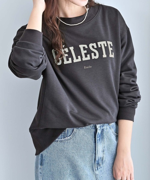 Viola e Viola(ヴィオラエヴィオラ)の「ゆるシルエット裏毛ロゴスウェット(Tシャツ/カットソー・レディース・チャコール/杢グレー/グレイッシュベージュ・LL/L/M)」の2枚目の写真
