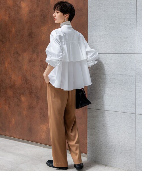 23区（ニジュウサンク）の「【洗える】CANCLINI ティアードフリル ブラウス（シャツ/ブラウス・レディース・ホワイト系/ブルー系1・38）」の4枚目の写真