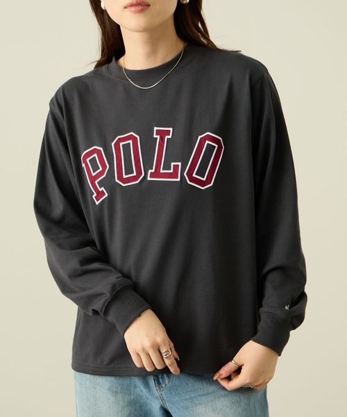 POLO BCS(ポロ ビーシーエス)の「POLO British Country Spirit ロゴワッペンロングスリーブTシャツ(Tシャツ/カットソー・レディース・オフホワイト/ネイビー/スミクロ/オートミール・M/L)」の1枚目の写真