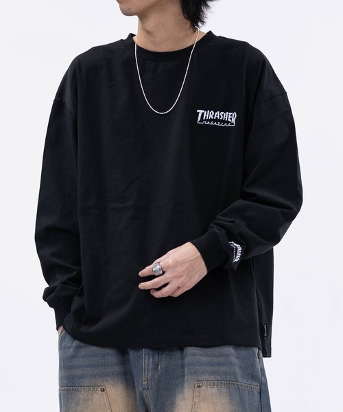 THRASHER(スラッシャー)の「【at】〔THRASHER/スラッシャー〕ワンポイント ロゴ/ハート アームエンブロイダリーロンT(Tシャツ/カットソー・メンズ・ブラウン/ブラック系1/ライトグレー系2/ブラック系2/ライトグレー系1/ダークパープル/ホワイト系1/ホワイト系2・MEDIUM/LARGE)」の3枚目の写真